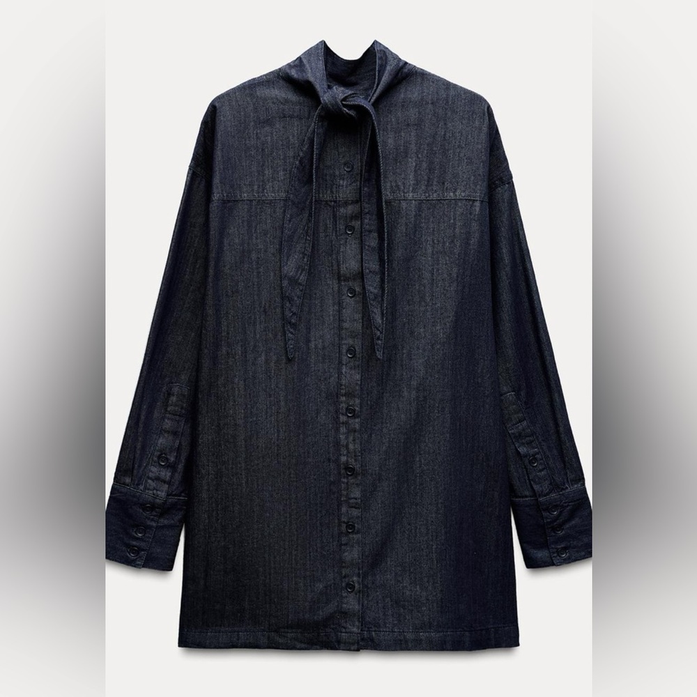 ZARA BUTTONED TIED SHIRT, ZW COLLECTION SIZE MEDIUM 100% COTTON NWT❣️❣️